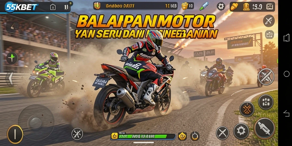 Screenshot gameplay seru dari balapan motor di 55KBET.
