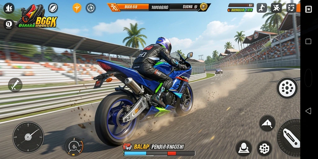 Tampilan gameplay seru dalam 66K balap motor.