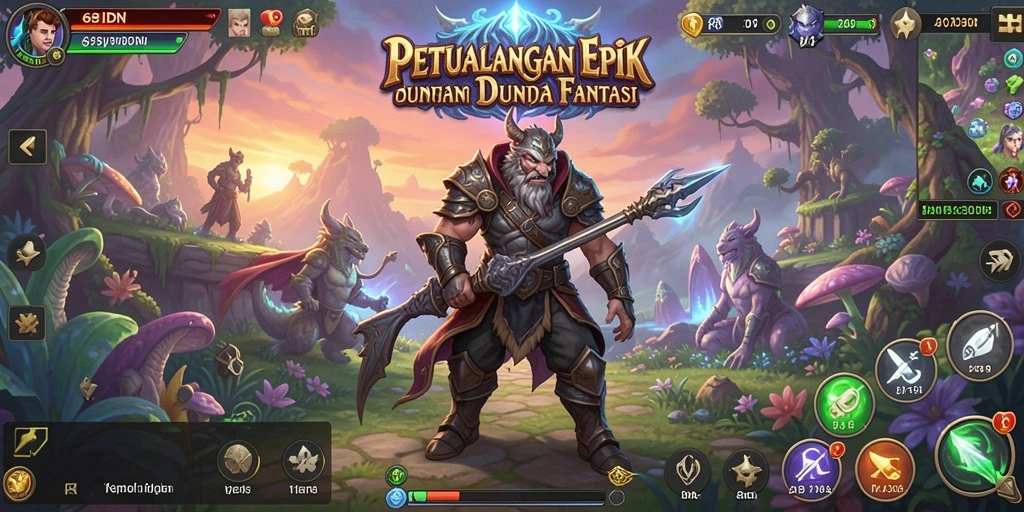 Tampilan screenshot utama 68IDN menampilkan aksi seru dalam pertarungan RPG.