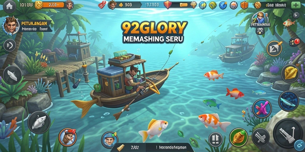 Screenshot gameplay 92GLORY menampilkan aksi memancing yang mendebarkan.