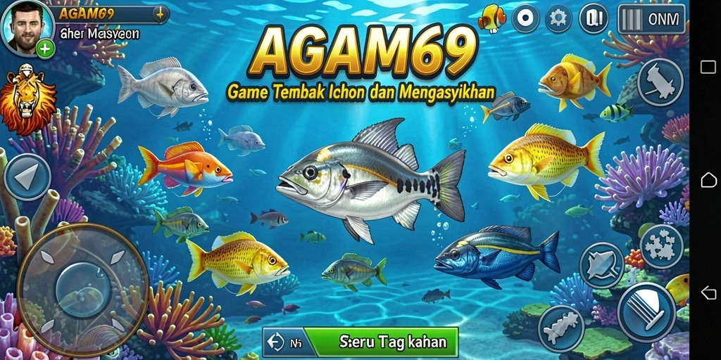 Screenshot gameplay AGAM69 menampilkan momen seru saat menembak ikan.