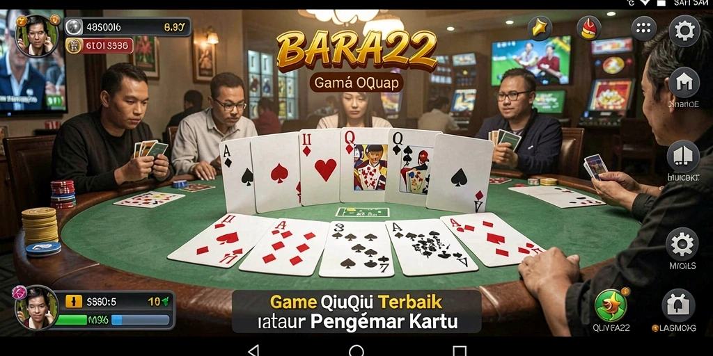Tampilan gameplay seru dalam permainan QiuQiu BARA22.