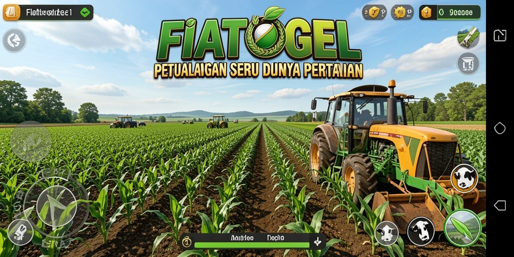 Tampilan screenshot gameplay FIATOGEL yang menunjukkan aktivitas bertani.