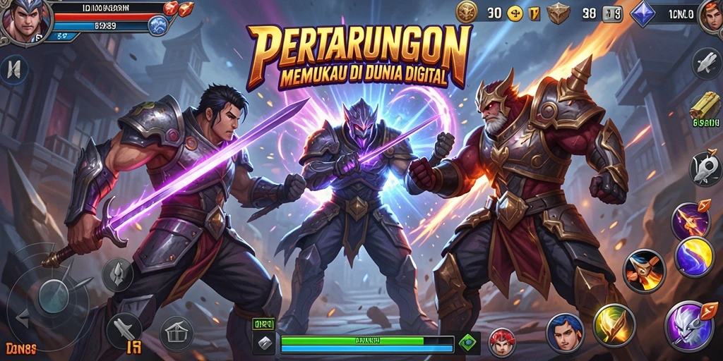 Tampilan gameplay seru dengan karakter Fighting yang beraksi.