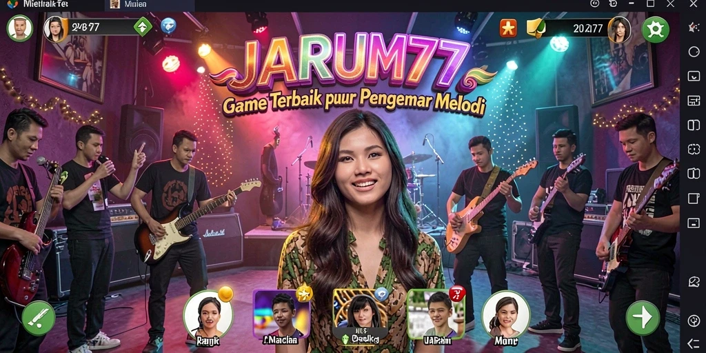 Screenshot gameplay JARUM77 yang menarik dengan pengguna bermain musik.