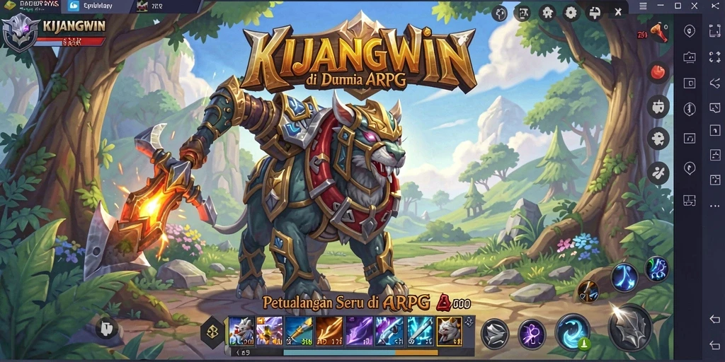 Tangkapan layar gameplay KIJANGWIN menampilkan pertarungan epik dan visual yang menawan.