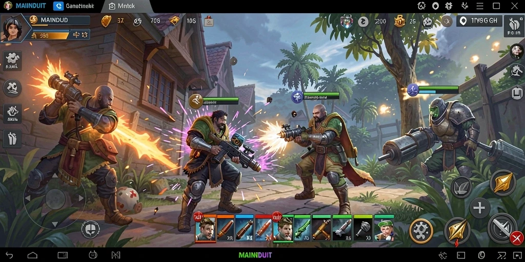 Screenshot gameplay <strong>MAINDUIT</strong> menunjukkan pertempuran strategis yang intens.