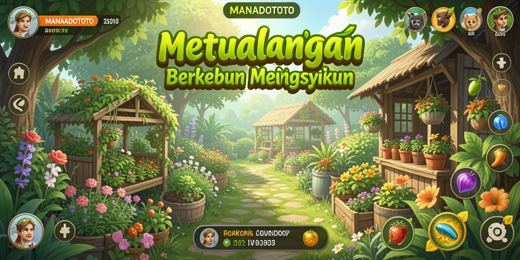 Screenshot gameplay MANADOTOTO menampilkan proses berkebun yang menawan.