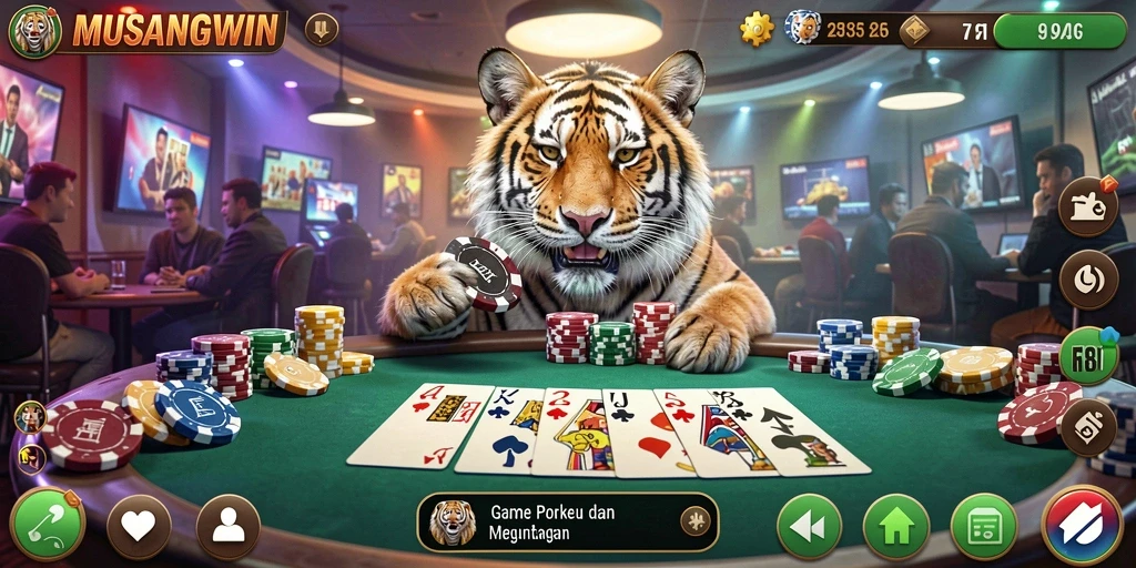 Tampilan gameplay seru dalam game Poker MUSANGWIN.