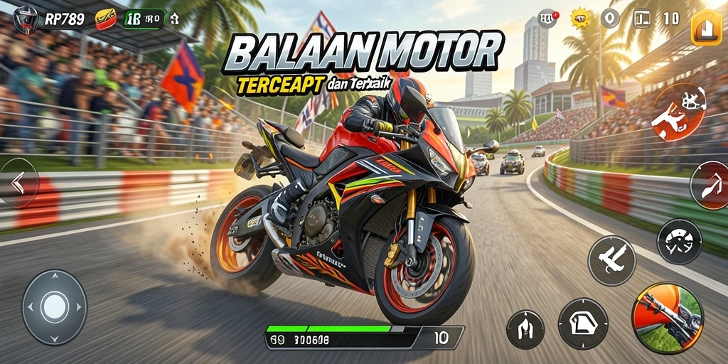 Tampilan mendebarkan gameplay balapan motor di RR789.