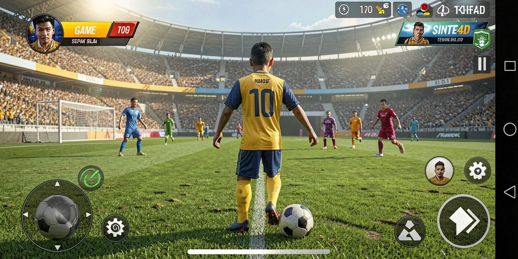 Tangkapan layar SINTE4D menampilkan aksi sepak bola yang memukau.