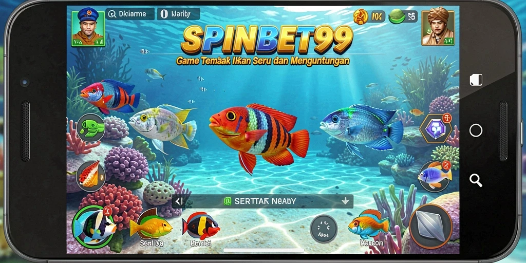 Tampilan gameplay SPINBET99 dengan aksi menembak ikan yang menarik.