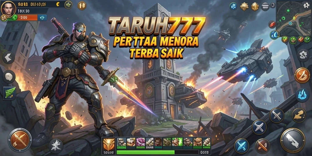 Tampilan gameplay TARUH777 yang penuh aksi dalam pertahanan menara.