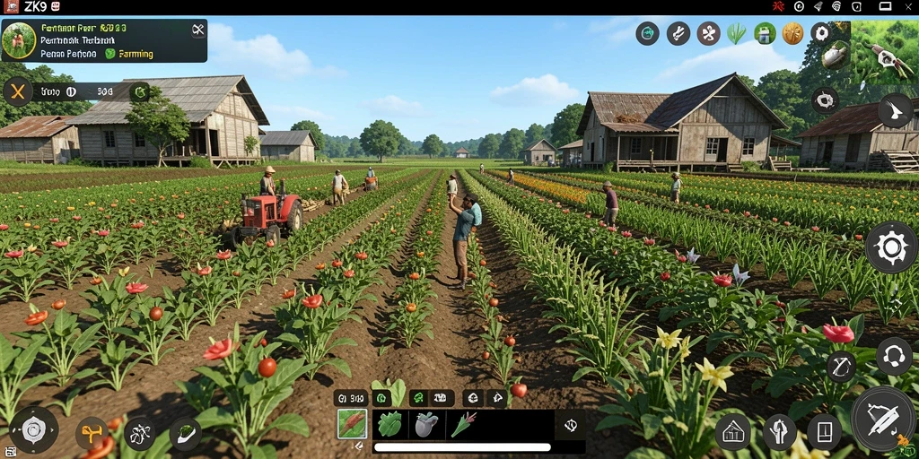 Gameplay ZK9 menampilkan keindahan bertani yang menawan.